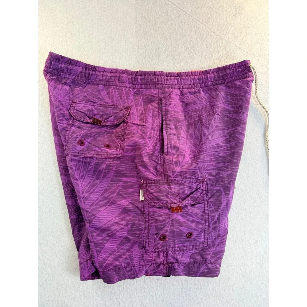 Tommy Bahama Relax Mens Purple Palm Leaf Tropical Swim Trunks Board Shorts L